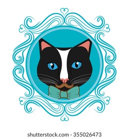 Hispter funny animal cartoon graphic design, vector illustration 