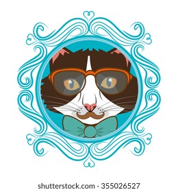 Hispter funny animal cartoon graphic design, vector illustration 