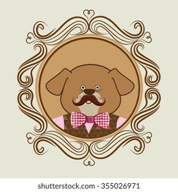 Hispter funny animal cartoon graphic design, vector illustration 