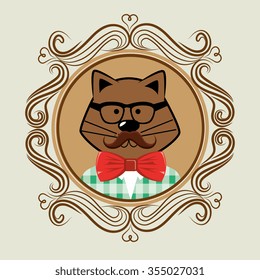 Hispter funny animal cartoon graphic design, vector illustration Hispter funny animal cartoon graphic design, vector illustration
