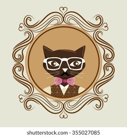 Hispter funny animal cartoon graphic design, vector illustration 