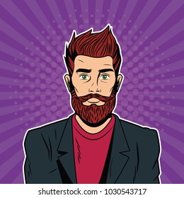 Hipster Man Pop Art Cartoon Stock Vector (Royalty Free) 1211019115