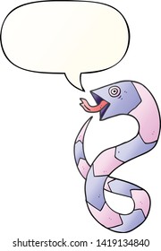 hissing cartoon snake with speech bubble in smooth gradient style