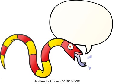 hissing cartoon snake with speech bubble in smooth gradient style