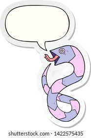 hissing cartoon snake with speech bubble sticker