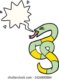 hissing cartoon snake with speech bubble