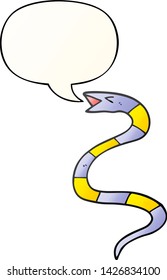 hissing cartoon snake with speech bubble in smooth gradient style