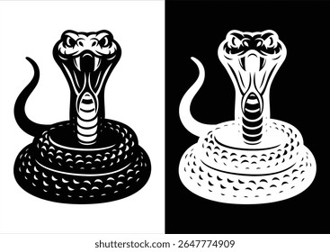 Design de cobra chiado preto branco vetor linha arte