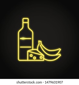 Histamine high food icon in glowing neon style. Allergic products symbol. Vector illustration.
