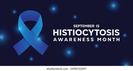 Histiocytosis Awareness Month. Ribbon and lights. Great for cards, banners, posters, social media and more. Dark blue background.