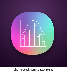Histogram app icon. Diagram. Business trade info. Financial analytics. Data visualization. Report in visible form. UI/UX user interface. Web or mobile application. Vector isolated illustration