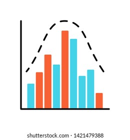 Histogram color icon. Diagram. Business trade info. Financial analytics. Statistics data visualization. Symbolic representation of information. Report in visible form. Isolated vector illustration