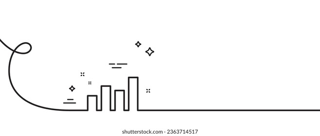 Histogram Column chart line icon. Continuous one line with curl. Financial graph sign. Stock exchange symbol. Business investment. Report diagram single outline ribbon. Loop curve pattern. Vector