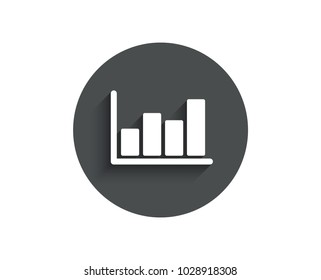 Histogram Column chart simple icon. Financial graph sign. Stock exchange symbol. Business investment. Circle flat button with shadow. Vector