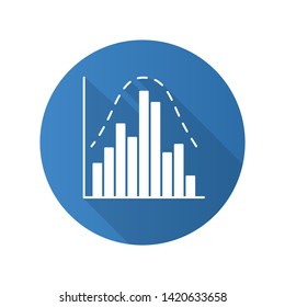 Histogram flat design long shadow glyph icon. Diagram. Business trade info. Financial analytics. Statistics data visualization. Symbolic representation of information. Vector silhouette illustration