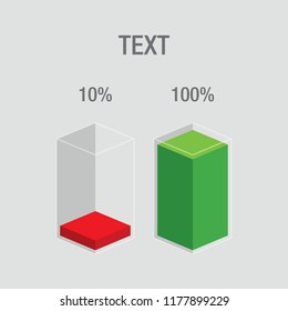 Histogram glass bars - red, orange, green. Modern flat design  inforchart / infographic / icons with text, isolated on light background, clipart vector eps 10