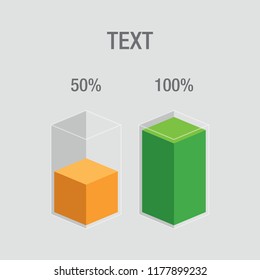 Histogram glass bars - red, orange, green. Modern flat design  inforchart / infographic / icons with text, isolated on light background, clipart vector eps 10