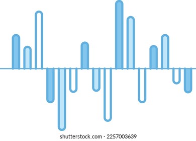 Histogram graph icon. Blue data range representation