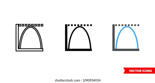 Histogram icon of 3 types: color, black and white, outline. Isolated vector sign symbol.