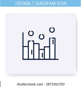 Histogram line icon. Statistics bar chart. Business, analytics, structure visualisation. Infographic, presentation or planning scheme. Simple design. Isolated vector illustration. Editable stroke 