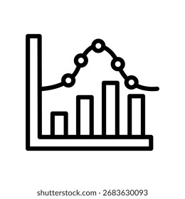 Ícone de linha do histograma, vetor, pixel perfect, arquivo ilustrador 