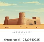 Historic Al Zubara Fort in the ancient town of Zubarah - Stock Illustration as EPS 10 File