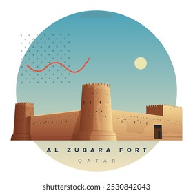 Forte histórico de Al Zubara na antiga cidade de Zubarah - ilustração de stock como arquivo EPS 10