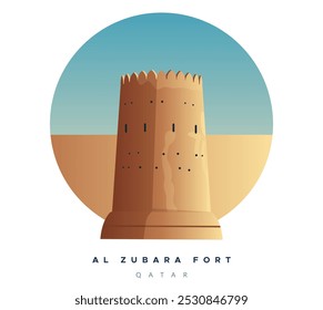 Historic Al Zubara Fort in the ancient town of Zubarah - Stock Illustration as EPS 10 File