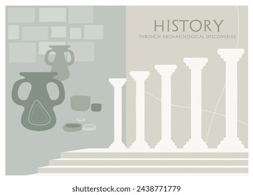 Historic and archaelogical book cover. Vector