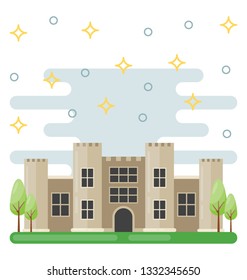 Historic architecture, castle flat icon 