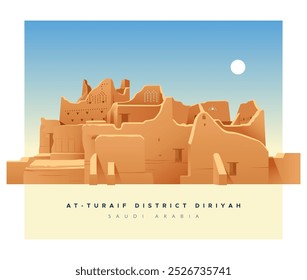 Historic At-Turaif District Diriyah  - Saudi Arabia - Stock Illustration as EPS 10 File