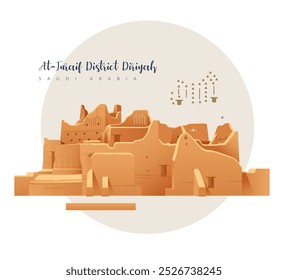 Historic At-Turaif Distrito Diriyah - Arábia Saudita - ilustração de stock como arquivo EPS 10