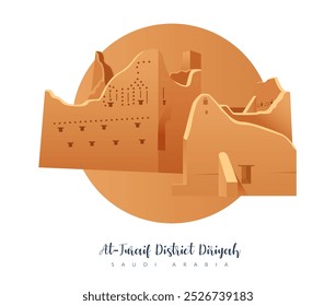 Historic At-Turaif District Diriyah  - Saudi Arabia - Stock Illustration as EPS 10 File