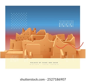 Historic At-Turaif Distrito Diriyah - Arábia Saudita - ilustração de stock como arquivo EPS 10