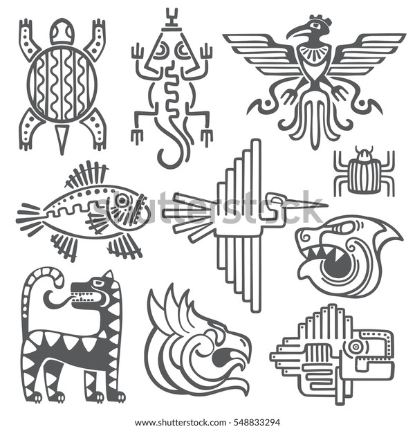 Image Vectorielle De Stock De Azteque Historique Symboles Vectoriels Inca Motif