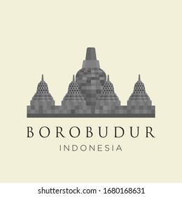 Historic building in the city of Yogyakarta, Borobudur temple. Simple icon design cartoon for vacation travel tourist attractions Borobudur Temple landmark Architecture Landmarks Skyline, Cityscape,