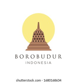 Historic building in the city of Yogyakarta, Borobudur temple. Simple icon design cartoon for vacation travel tourist attractions Borobudur Temple landmark Architecture Landmarks Skyline, Cityscape,