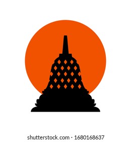 Historic building in the city of Yogyakarta, Borobudur temple. Simple icon design cartoon for vacation travel tourist attractions Borobudur Temple landmark Architecture Landmarks Skyline, Cityscape,