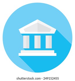 Historic building flat icon. Modern flat icons with long shadow effect in stylish colors. Icons for Web and Mobile Application. EPS 10.
