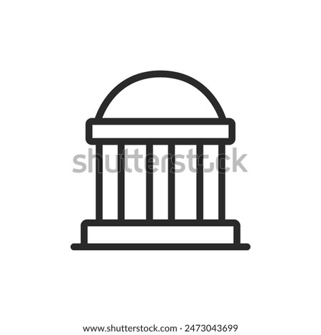 Historic building, linear style icon. Building with columns and rounded roof. Editable stroke width