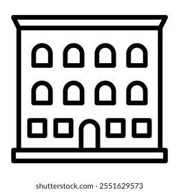 Historic Building Model Vector Line Icon Design