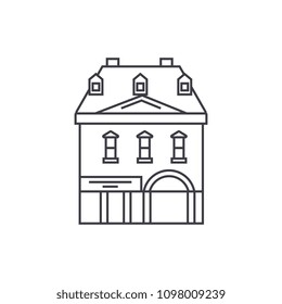 Historic building thin line icon concept. Historic building linear vector sign, symbol, illustration.