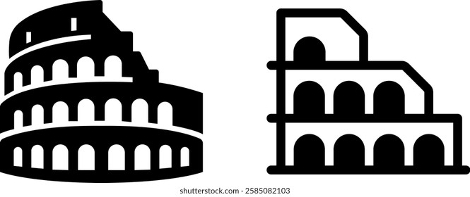 Historic Colosseum Symbol Vector Icon Set