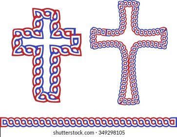 Historic croatian traditional national interlace or wattle style crosses, so called "Hrvatski pleter"