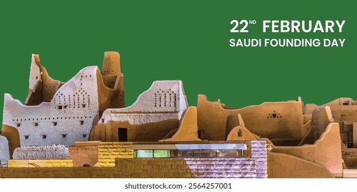 Historic Diriyah Illustration Celebrating Saudi Founding Day, February 22 -  Saudi Arabia