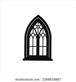 Historic Gothic Church Window Silhouette Vector Isolated