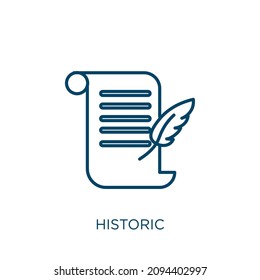 historische Ikone. Dünne, lineare, historische Umrisssymbol einzeln auf weißem Hintergrund. Zeilensymbol, Symbol für Web und Mobilfunk
