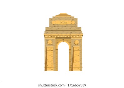 Historic India Gate Delhi, India independence day famous monument of India . Vector illustration