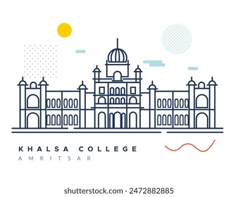 Historic Khalsa College - Amritsar - Punjab - Stock Illustration as EPS 10 File