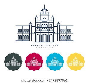 Historic Khalsa College - Amritsar - Punjab - Stock Illustration as EPS 10 File